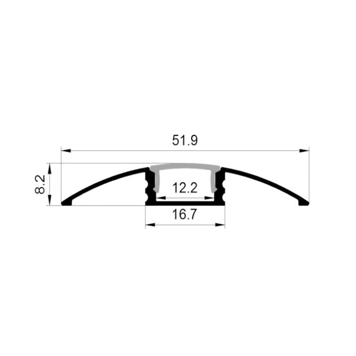 BAPL021 Aluminum Profile - Inner Width 10mm(0.39inch) - LED Strip Anodizing Extrusion Channel